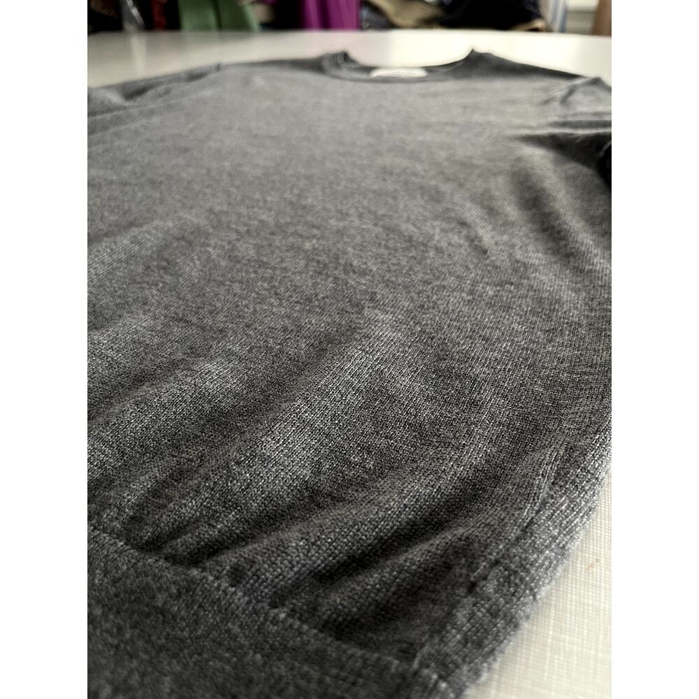 Nordstrom Sz L Merino Wool Sweater Gray Classic Preppy Office Minimalist Basic - Picture 7 of 11